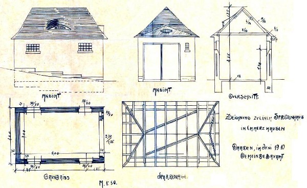 Bauplan fr das Feuerwehrhaus